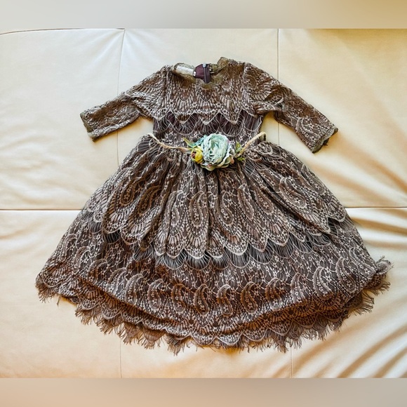 TRISH SCULLY BELLA RAFAELLA DRESS & BELT SET- CHOCOLATE SIZE 6 - Picture 3 of 8